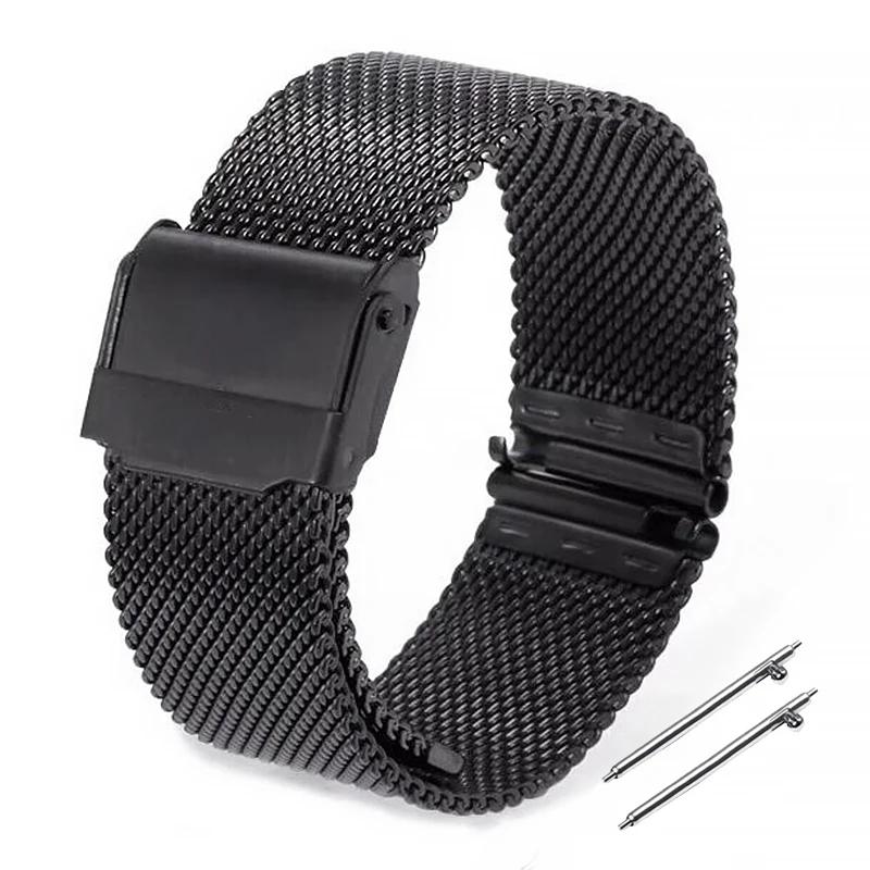 Mailänder Netz-Uhrenarmband 18/20/22mm Schnellwechsel-Armbänder für Seiko für Smartwatch Edelstahl-Armband Herren Damen Handgelenksbänder