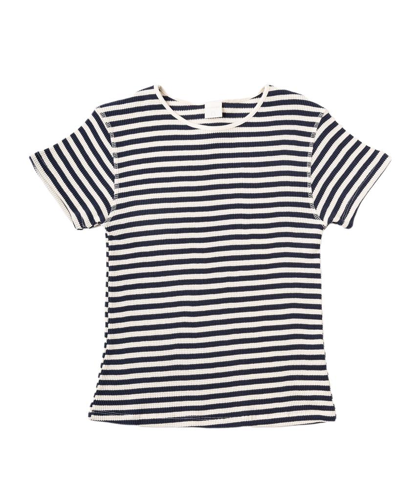 Peullopiendiseukeu Waffle Stripe Tee_Navy