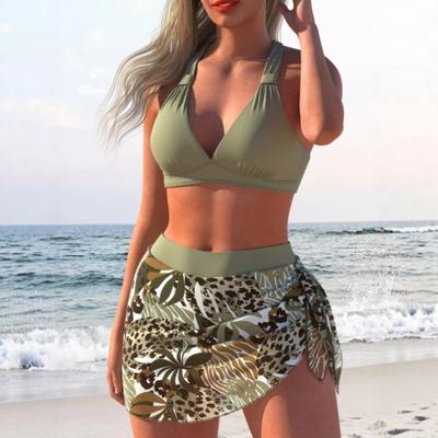2026 European and American New Split Swimsuit Female Sexy Lace-up Tight Gathering Bikini Beach, Swimsuit