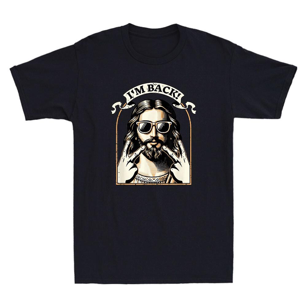 I m Back Jesus Christ Funny Jesus Meme Easter Day Christian Retro Men s T-Shirt M