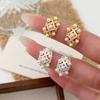 Elegant Geometric Pearl & Zircon Stud Earrings: European & American Retro Fashion Style