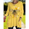 Women's long-sleeved round-neck T-shirt, suitable for spring, autumn and winter seasons. It has pockets and print designs. machine washable.