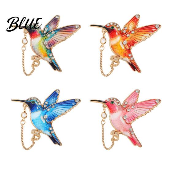 Sweater Brooch Pin Rhinestone Hummingbird Pin Oil Dripping Bird Lapel Jackets Decorative Badge Cardigan Coat Suits Accessories Jewelry Gift