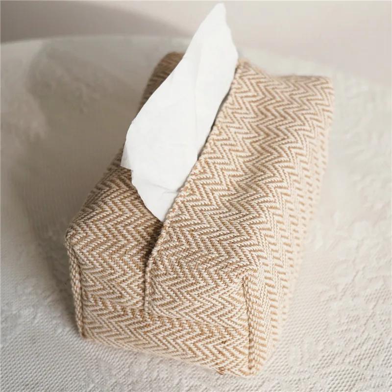 Vintage Aesthetic Tissue Box Container Embroidery Japanese Napkin Holder Portable Toilet Paper Holders Kitchen Organization