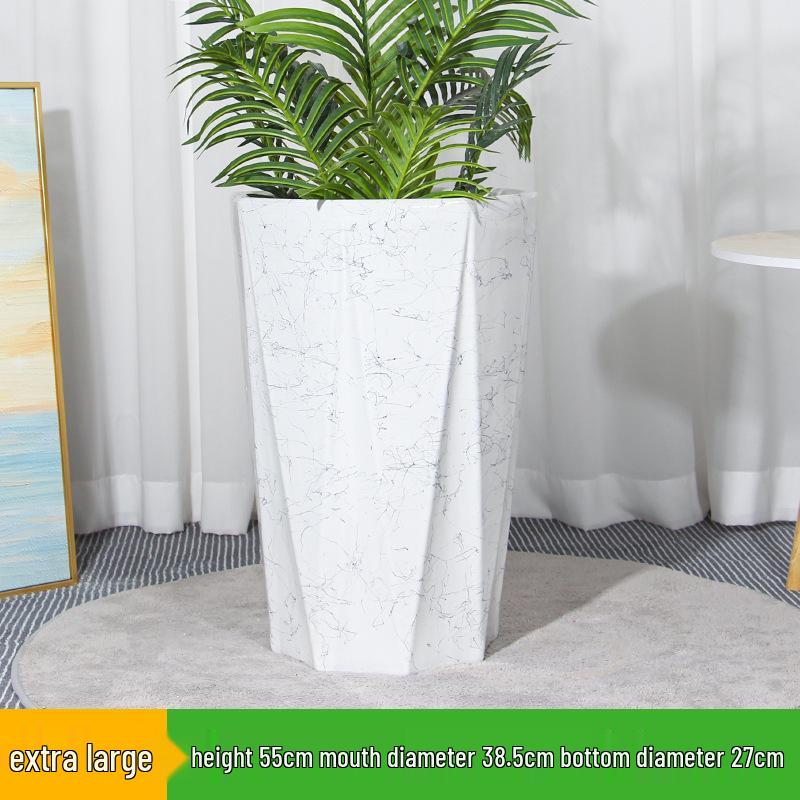 Large Light Luxury Ceramic Flower Pot for Floor or Table, XL Diameter, Album Style for Green Plants & Silk Flowers