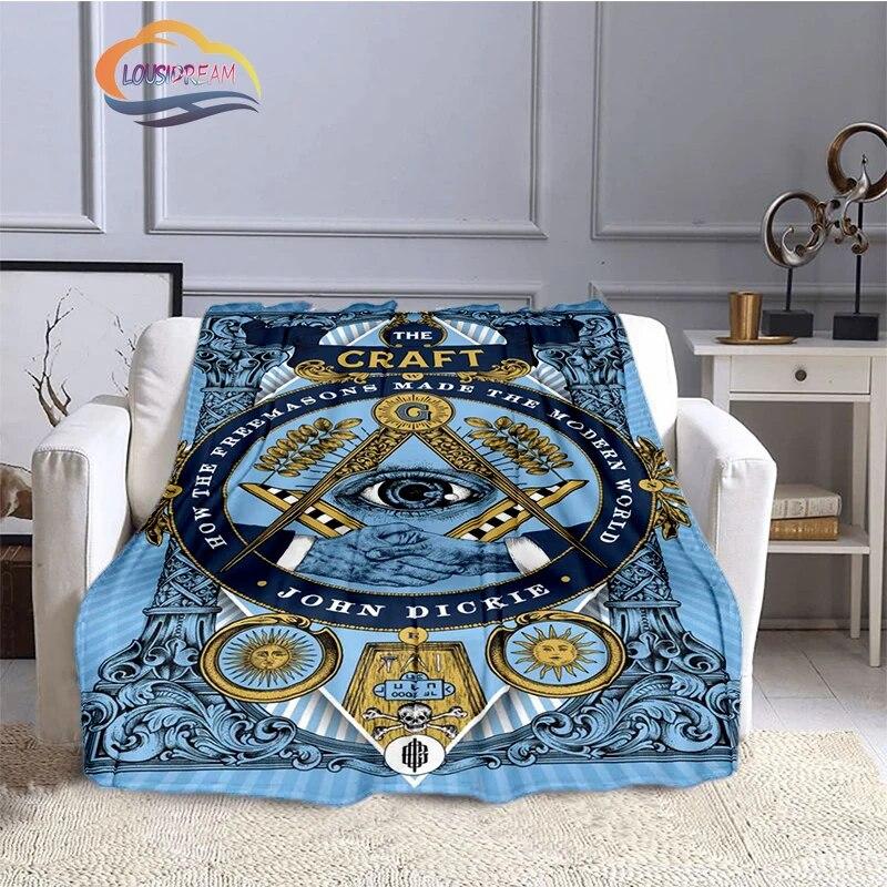 Fashion Patterns Masonic Portable Sofa Blanket Freemason Flannel Warm Four Seasons Camping Blanke Freemasonry Multi Size Blanket