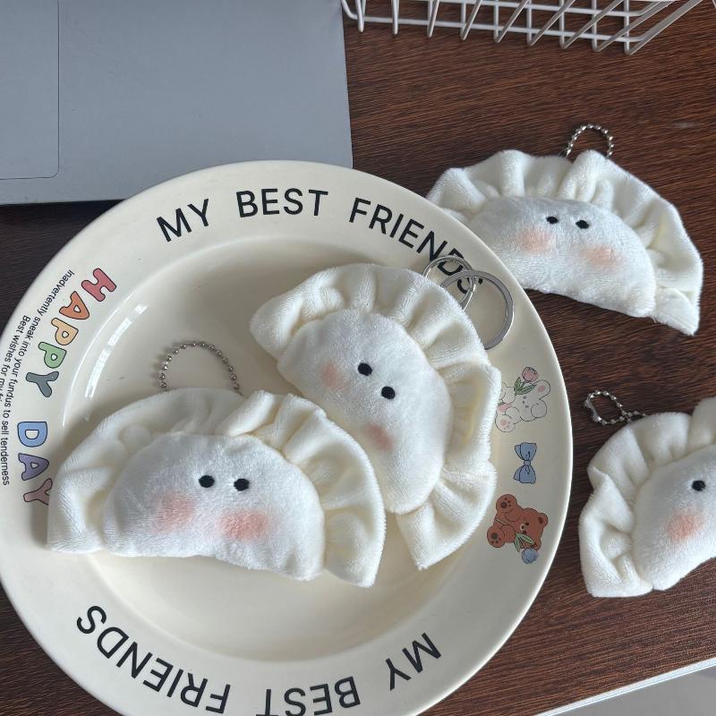 Cute Plush Dumpling Pendant Keychain Soft Stuffed Keyrings For Boy Girl For Bag Decorations Plush Toys Student Accessories