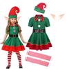 Girl Boy Christmas Elf Costumes Santa Claus Suit Festival Adult Family Halloween Cosplay Sets Green Elves Clothes