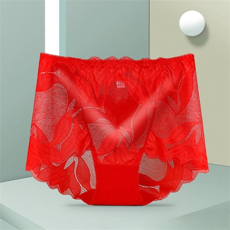 Women Panties Lace Briefs High Waist Underwear Female Intimates Mesh Breathable Underpants