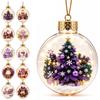 Purple 3D Christmas Tree Ornament with Warm Light, Transparent Ball with Christmas Scene, Festive Hanging Decoration for Christmas Tree