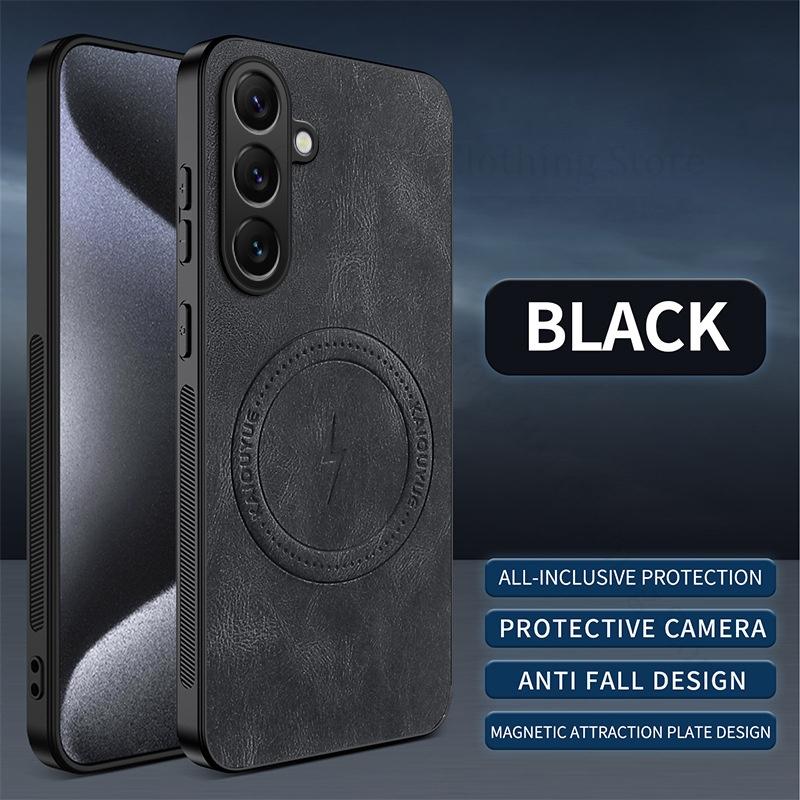 Shell Shockproof Leather Phone Soft Bumper Case For Samsung S25 Edge Magnetic For Magsafe Protective Back Cover For Galaxy A06 A56 A36 A54 Shell