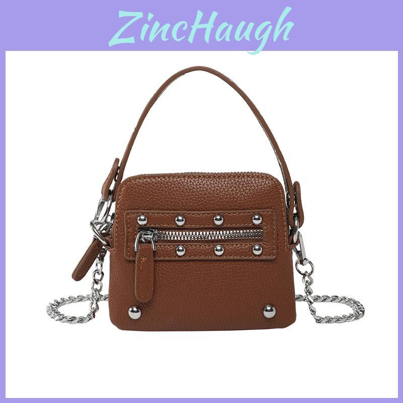 Fashion Solid Color Rivet Decoration Women Casual Mini Shoulder Chain Bag For Urban Style Fashion