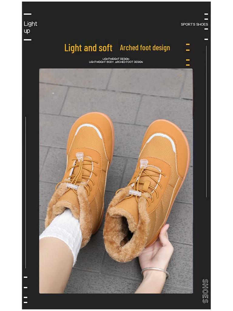 Women's Fleece-Lined Winter Boots, Plus Size, Wide Toe, Thick Cotton, Outdoor Warm Snow Shoes