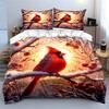 Winter Scenery with Cardinal Trio Kid's and Adults' Bedroom Decor, Exquisite Three-piece Bedding Set Gift