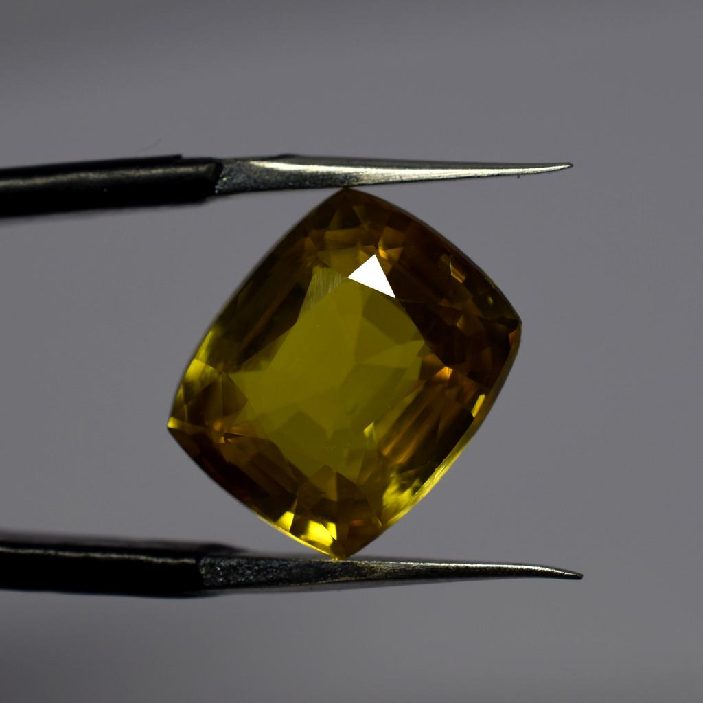Precious Yellow Sapphire 10.30 Ct Natural Cushion Cut Loose Gemstone CERTIFIED
