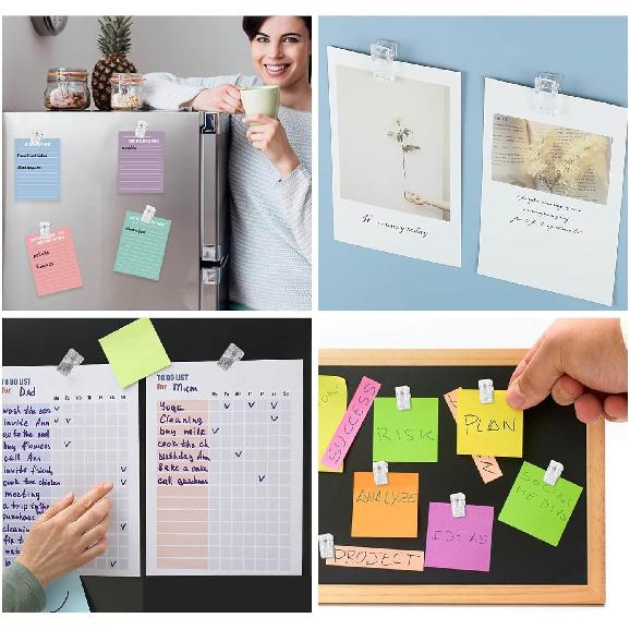 50 Pieces Self Adhesive Clips, Tapestry Sticky Spring Hangers Wall Clips for Hanging Poster Photo Office Decorations, Clear