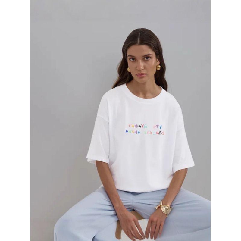 Western Style New Fashion Casual Loose Print round Neck Short sleeve T-shirt Top Printed T-shirt Top
