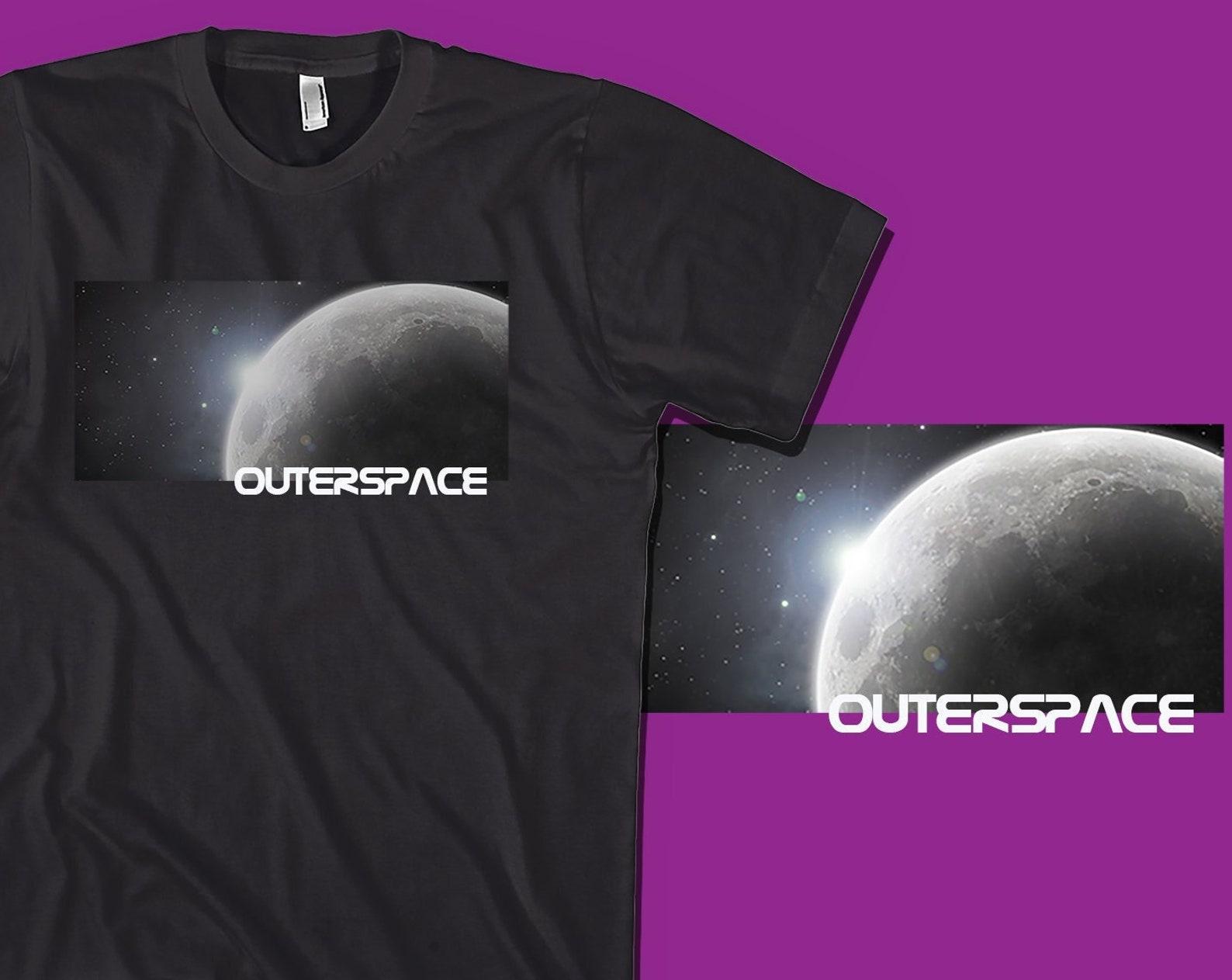 Outer Space Moon Graphic Tee: Unisex Cotton T-Shirt L