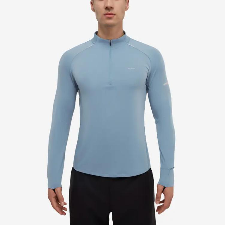 Decathlon KIPRUN 500 Series Sweat-Absorbing and Quick-Drying Maritime Airlines Breathable and Comfortable Long Sleeve T-Shirt Men's Washed Denim Blue