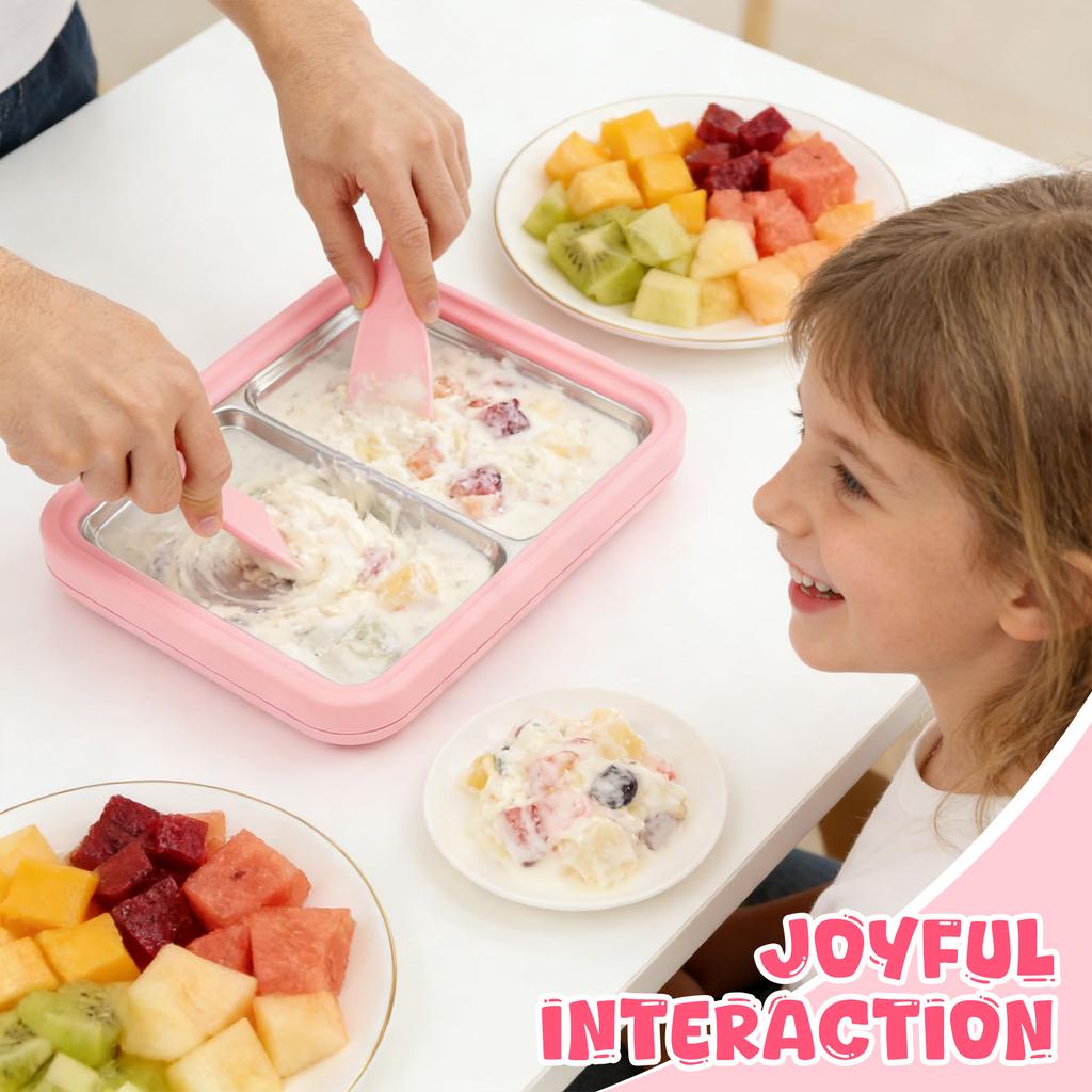 Rolled Ice Cream Maker Cold Sweet Fried Ice Pan DIY Household Frozen Yogurt Maker for Homemade Stir Fry Ice Tray