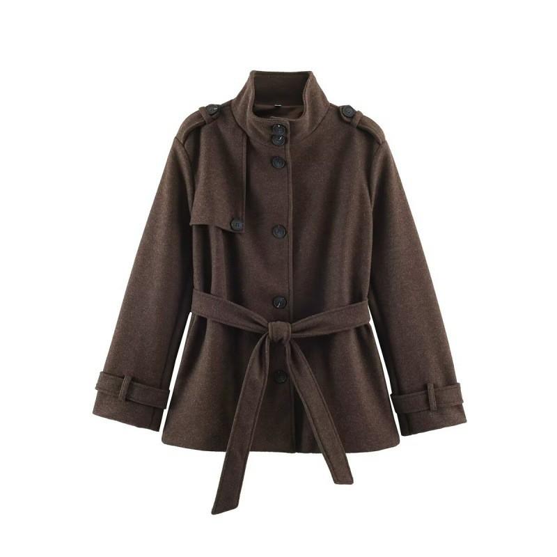 Womens Wool Blend Trench Coat With