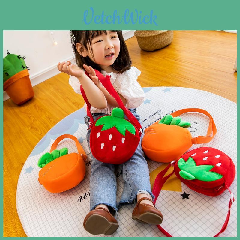 Cartoon Strawberry Mini Plush Shoulder Bag For Girls Kids Kids Gift