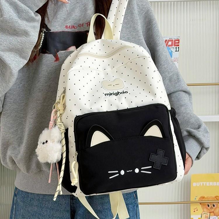 Schoolbag Wholesale Schoolbag Female Ins Cute Cat Backpack Junior High School Student Travel Bag High School Student Commuting Versatile Backpack