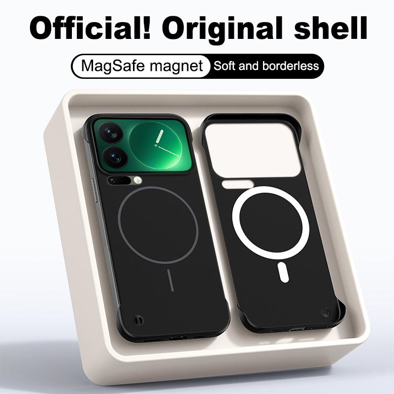 Luxury Slim Frameless Hard PC Phone Case For Xiaomi 17 Pro Max 15 14 17T 15T Pro For Magsafe Wireless Charger Drop Protect Cover