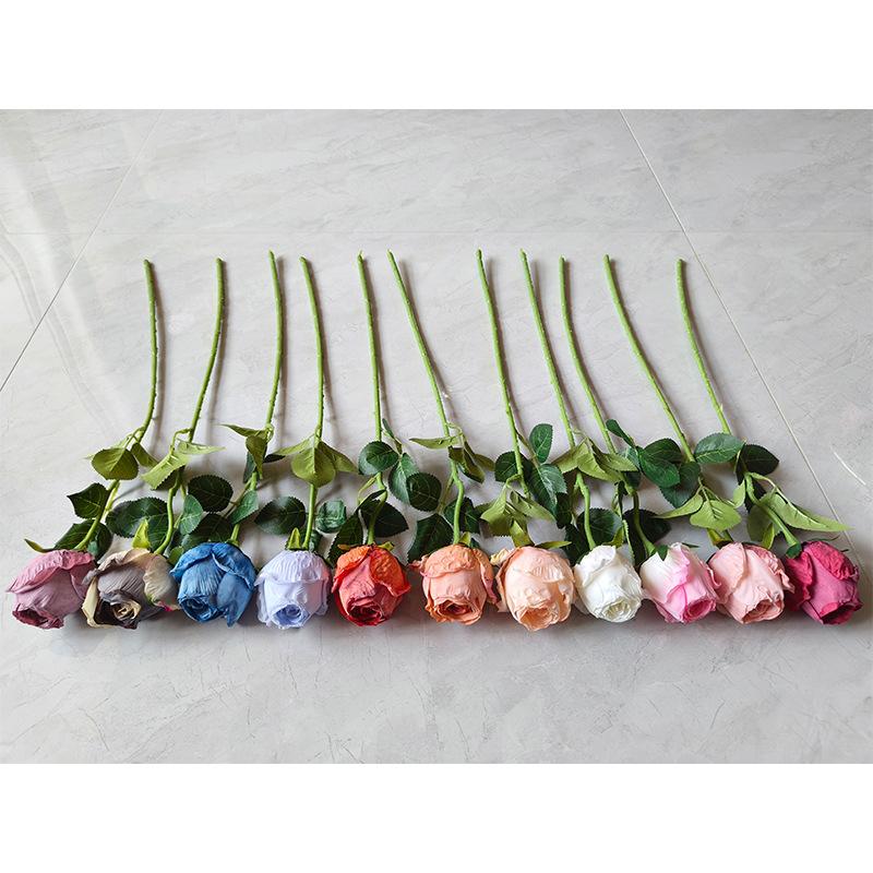 10pcs Rose Artificial Flower Burt Edge Fake Rose Stems 50cm for Wedding Home Hotel Event Floral Arrangement Decoration