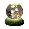 Flower Faux Crystal Ball Night Light 3D Rose Tulip Carnation Blue Bellflower Cat Glass Ball Lamp with Base USB Powered Glowing Sphere Decoration