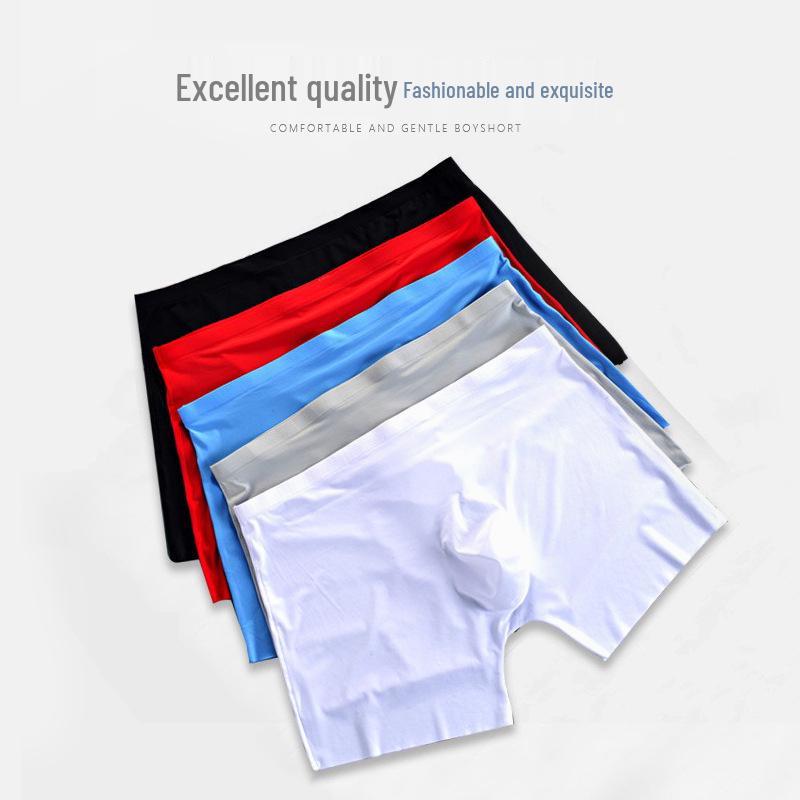 Men's Summer Ice Silk White Boxer Shorts: Breathable, Seamless, Thin Cotton, Quick-Dry Trunks