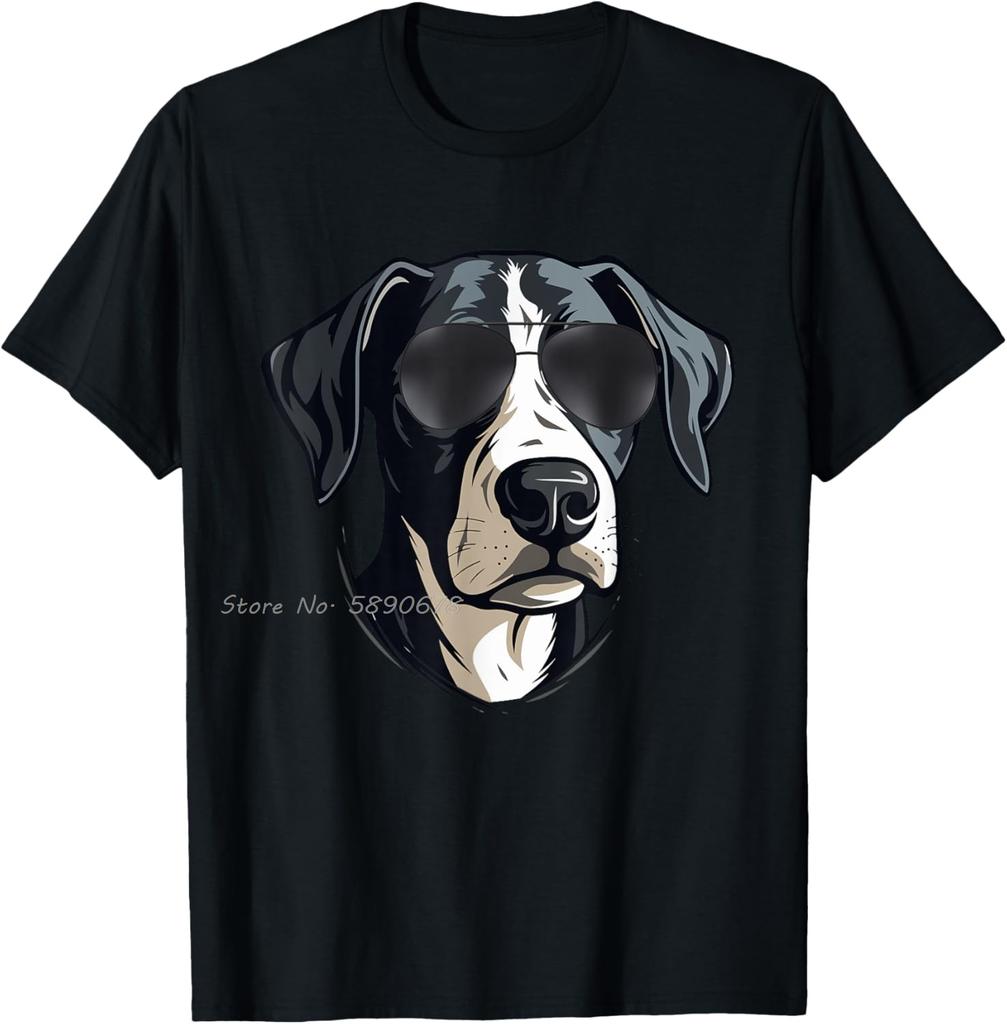 Cotton Tshirt Gifts For Dog Lovers Graphic Tees Cool Dog With Sunglasses Oversized Tshirt Casual Unisex Tops Tees Unisexs Clothing