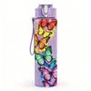 1PC Colorful Butterfly Wing Art 750ml Color Plastic Sports Water Bottle Leakproof Flip Straw Lid Suitable for Sports Office Home Use