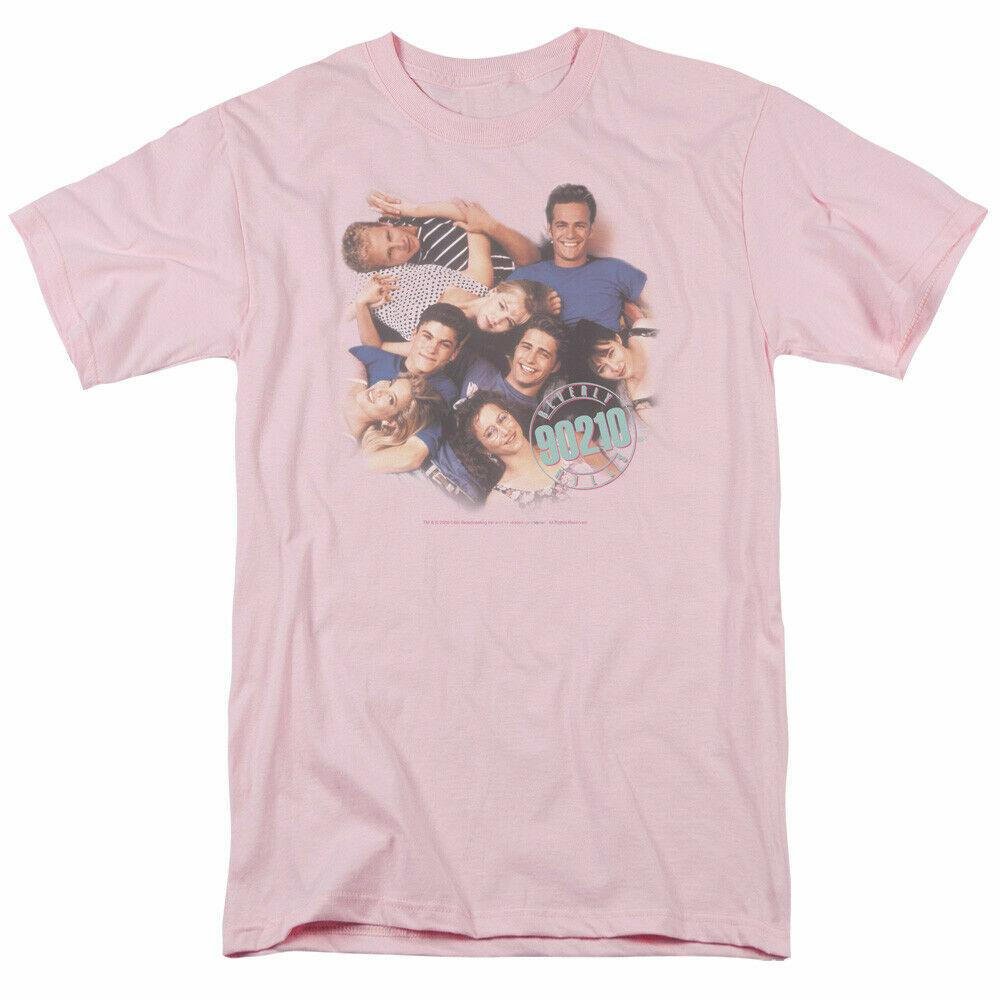 

Beverly Hills 90210 Gang In Logo T Shirt Mens Licensed Classic Merch Light Pink XXXL