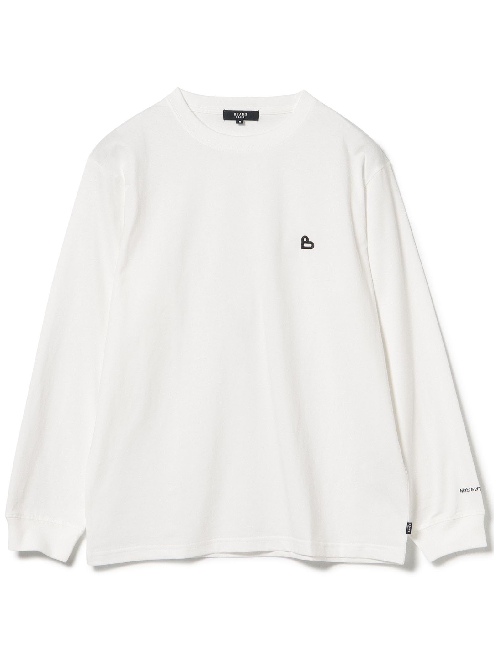 

BEAMS HEART Men s Long Sleeve T-Shirt with B-HEART Logo, White, Size XL