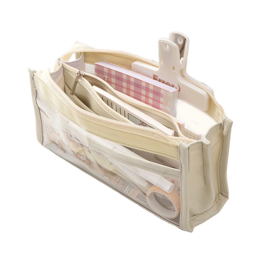 

Nannlia Transparent Pencil Large Stylish Korean Simple Suitable for Middle High and College Boys and Girls Case, Capacity, 6-Layer Storage, Design, белый