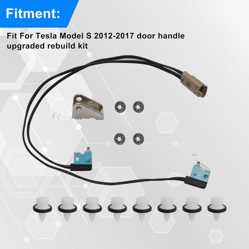 GXARTS 1016009-00 Oppgraderingssett for dørhåndtak med mikrobryterledning, håndtakspade, dørpanelklips, kompatibel med Tesla Model S 2012-2020#