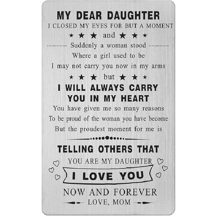Yobent Daughter Birthday Gifts from Mom, I Love You Daughter Gifts, Meaningful Daughter Valentines Day Wallet Card, Dear Daughter Gift Ideas for Daughter from Mom