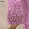 ZANZEA Women Casual Lace Crochet Splice 3/4 Sleeve Loose Blouse