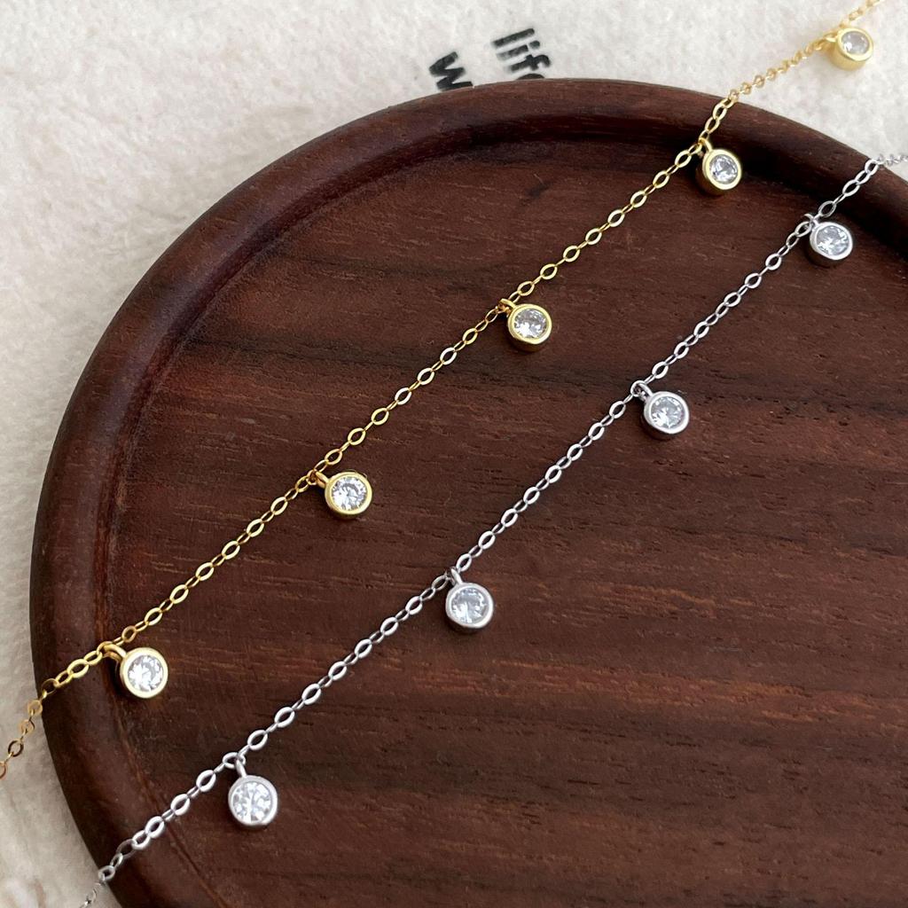 18K Gold-Plated S925 Sterling Silver Bubble Zircon Bracelet - Minimalist Japanese & Korean Style, Exquisite Star-Inspired Hand Jewelry.