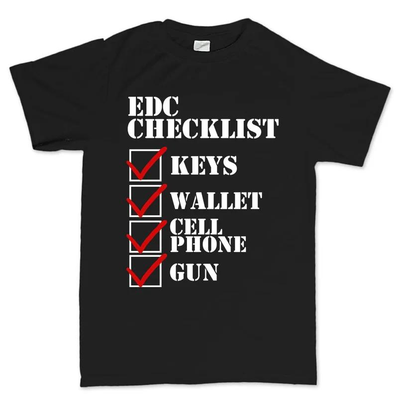 Black Cotton TShirt EDC Checklist Unisexs Casual Streetwear Fitness Muscle Cool Hipster M