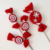 Christmas Candy Branch DIY Red and White Striped Fuzzy Yarn Lollipop Christmas Decorations Christmas Tree Ornaments