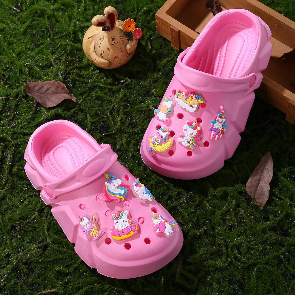 Zoccoli alla Moda Comodi per Bambina con Charms Luminosi a Cartone Animato di Unicorno, Zoccoli Antiscivolo per Interno Esterno Spiaggia Piscina 3057