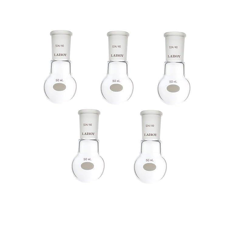 Laboy Glass 250mL Round Bottom Boiling Flask, Single Neck Heavy Wall Borosilicate with 24/40 Joint – Heating, Reaction & Receiving Flask for
