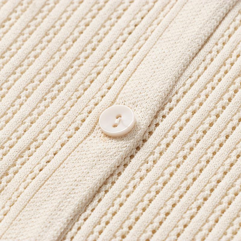 Cardigan da donna estivo Capispalla scavato Camicia per condizionatore d'aria Giacca in maglia sottile Abbigliamento per protezione solare Manica a sette punte