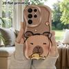 Phone Case: 2D Flat Samsung Galaxy A34 A35 M05 M06 S20 S22 S21 FE Plus 5G Protective Case, Couple Style, Smiling Capybara, Christmas and Halloween Gif