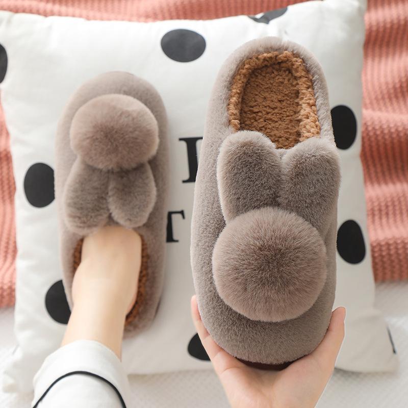 Home Closed Heel Warm Thickened Cotton Shoes Autumn Winter Cotton Slippers Men Couple Indoor Fuzzy Cotton Shoes Women