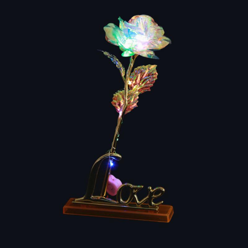 24k Foil Plated Rose with Leaf for Wedding Valentine Day Birthday Decoration Gifts
