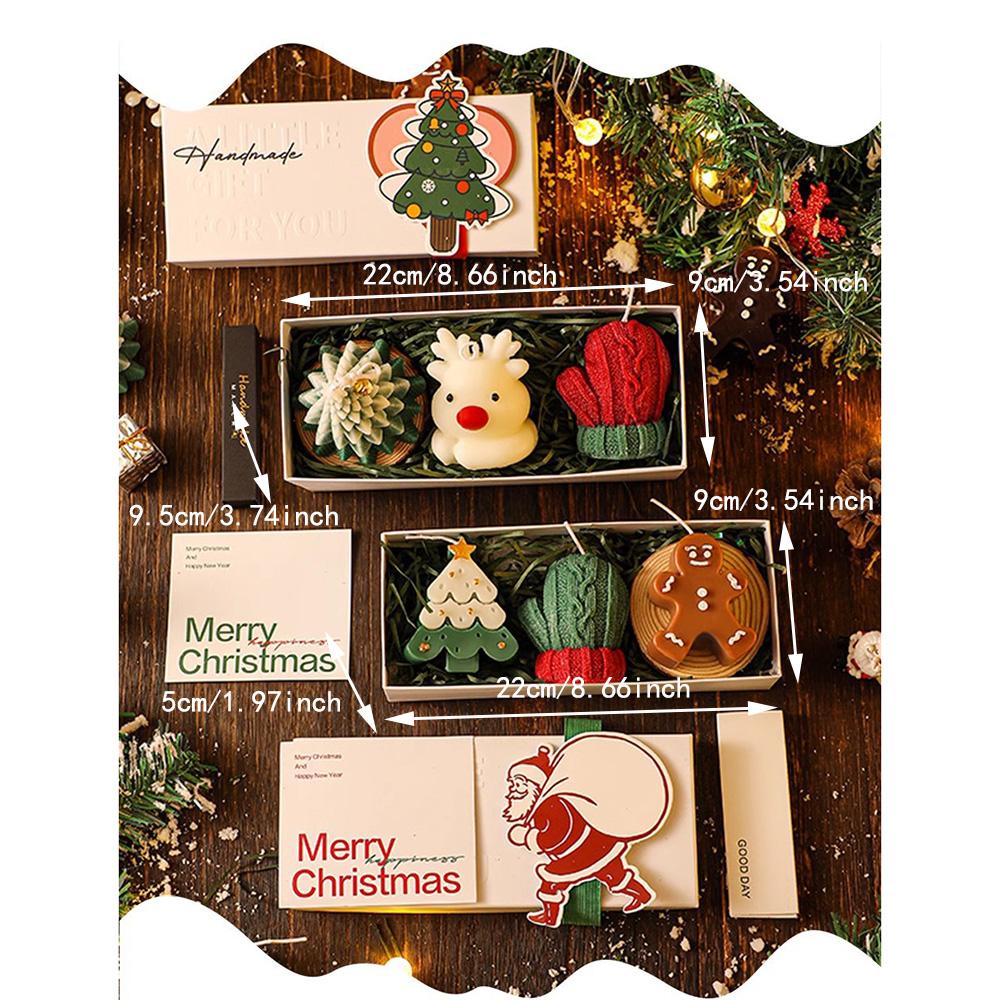 Weihnachtsduftkerzen Dreiteilige Geschenkbox Handschuhe Elch Lebkuchenmann Aromatherapie Freundinnen Kreatives Warmes Weihnachtsgeschenk