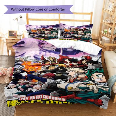 My Hero Academia Pattern Bedding Quilt Set Quilt Cover Pillowcase Home Decoration Gift (1 * Duvet Cover + 2 * Pillowcase, Without Core)